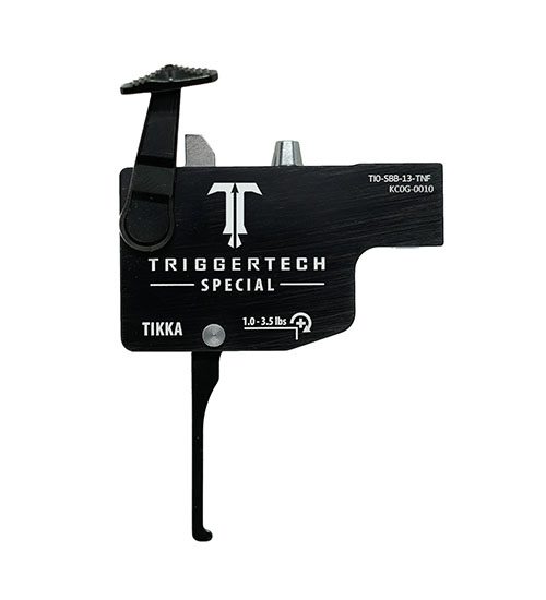 TriggerTech Tikka Trigger, Black Special Flat offers a precision feel with adjustable pull weight, delivering enhanced accuracy and reliability for your shooting experience.